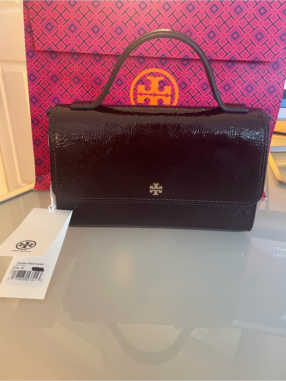 Tory Burch Patent Leather Top-Handle Bag in Burgundy (NWT)